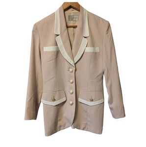 Vintage Voz Vago Elegant Beige Blazer with White Accents